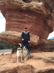 The Hubs and Da Puppies in front of the 'balancing rock.'